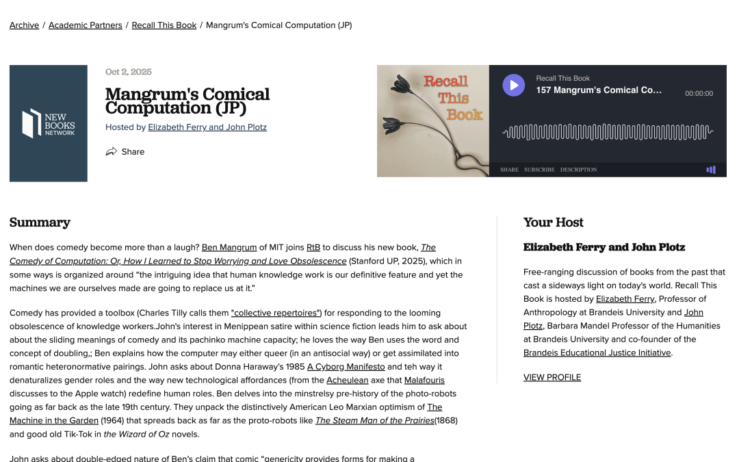 Recall This Book Podcast | Ben Mangrum’s Comical Computation